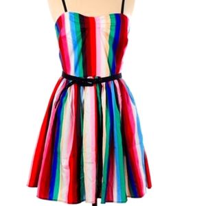NWT Unique Vintage 1950s Style Multicolor Stripe Darcy Flare Dress - XS/2